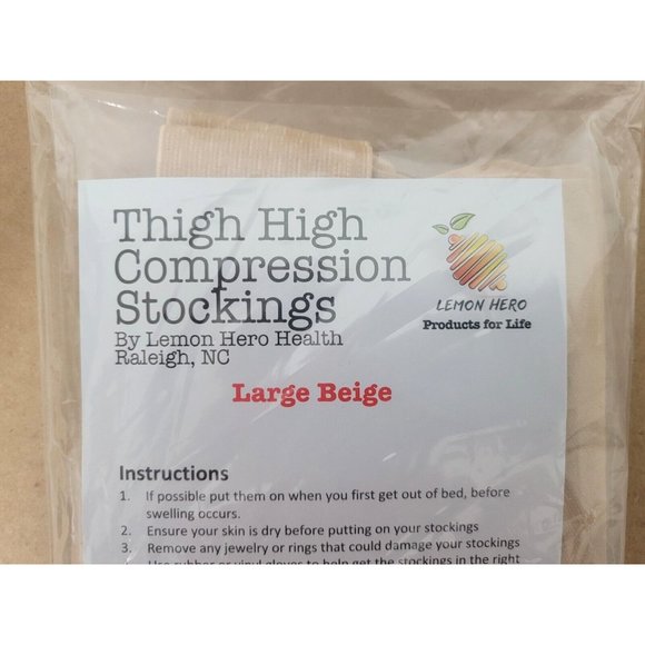 Thigh High Beige Compression Stockings NEW Size Large Lemon Hero Health Medical - Picture 3 of 3